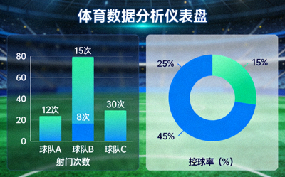 体育数据分析仪表盘，展示射门与控球率统计